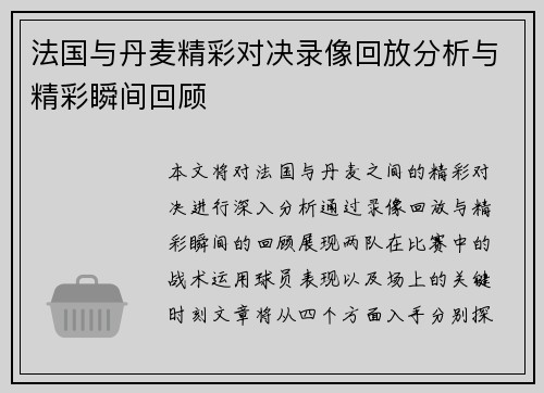 法国与丹麦精彩对决录像回放分析与精彩瞬间回顾
